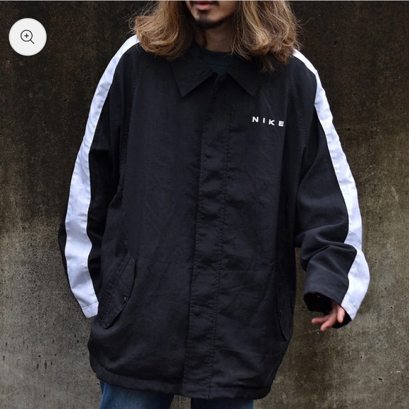 Nike 1990s Vintage Track Jacket Windbreaker Men’s XXL Black/White Coach